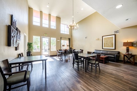 the reserve at city center spacious living room with dining tables